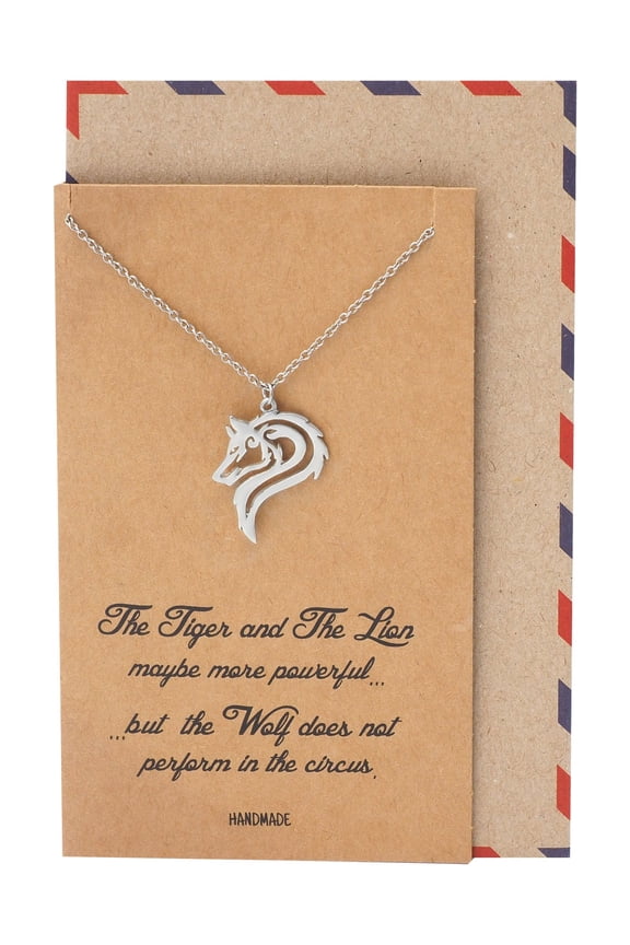 Best Gifts Wolf Necklace, Gifts for Her and Him, Inspirational Quote on Greeting Card
