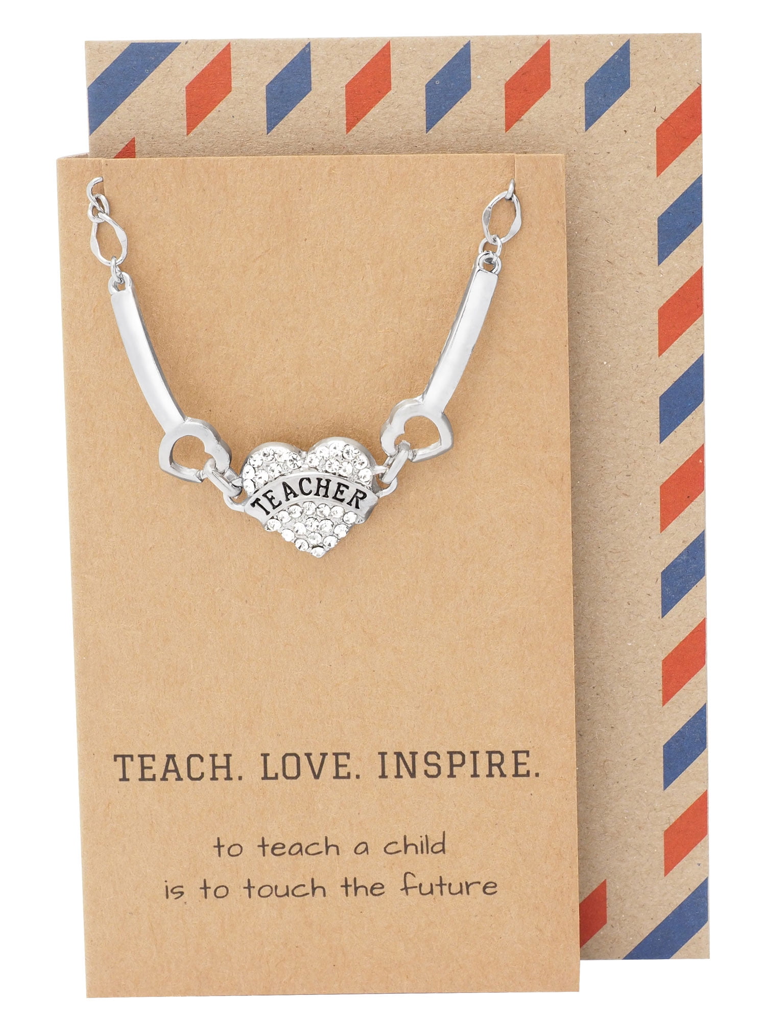 Quan Jewelry Best Thank You Gift for Teachers, Teacher Engraved Heart ...
