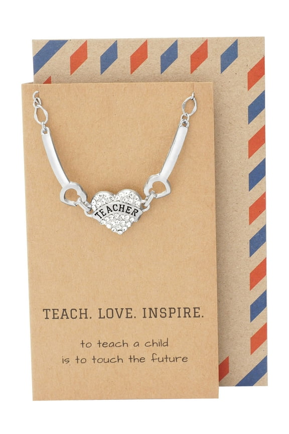 Best Thank You Gift for Teachers, Teacher Engraved Heart Bangle Bracelets, Teacher Appreciation Gifts, Student to Teacher Gift, Comes in 3 Colors, Silver Tone …