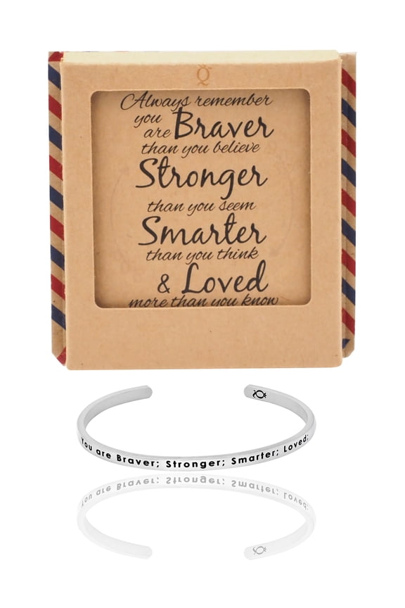 Christmas Gifts Unisex Brave Cuff Bracelet, Engraved Bracelet with Greeting Card