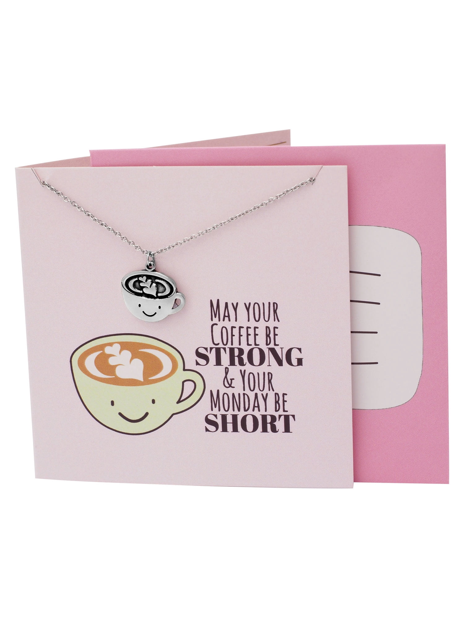 Quan Jewelry Coffee Gifts Necklace for Coffee Lovers and Enthusiasts, Mornings Funny Coffee Mug Perfect Christmas or Birthday Gift, Caffeine Humor, Pun Greeting Cards