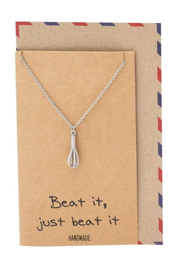 Cute Whisk Egg Beater Pendant Necklace, Gifts for Mother, Mother's Day Gifts, Gifts for Baker, Fashion Jewelry, comes with Inspirational Quote
