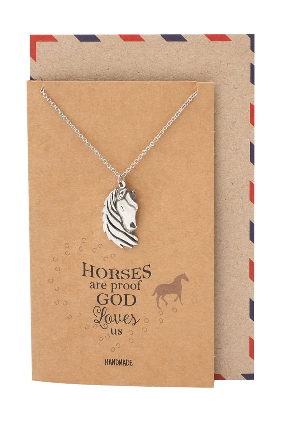 Faith Reminder Horse Necklace for Women, Animal Pendant with Inspirational Quote