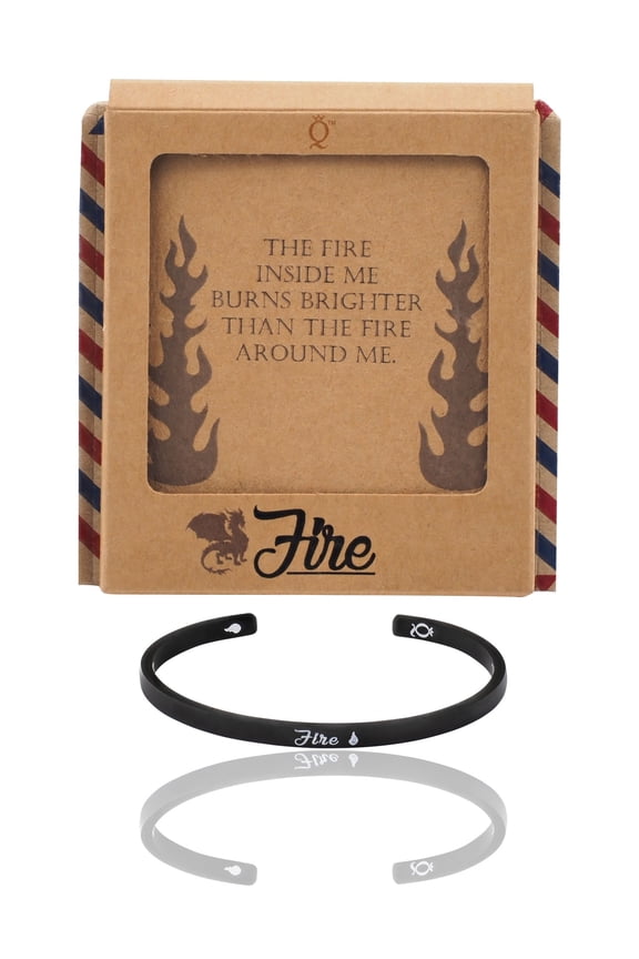 Fire Dragon Cuff Bracelet, Black Tone, Comes with an Inspirational Quote