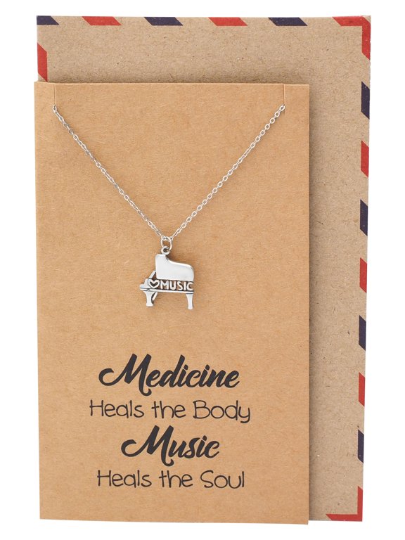 Grand Piano Necklace, Gifts for Medical Students, Nurses & Doctors, Birthday Gifts Music Necklace, Gifts for Music Lovers with Inspirational Greeting Card