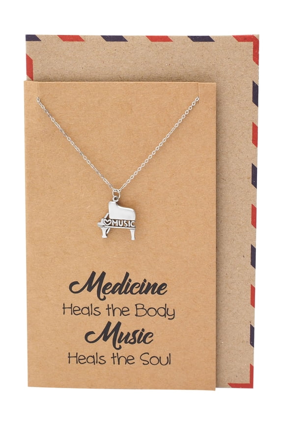 Grand Piano Necklace, Gifts for Medical Students, Nurses & Doctors, Birthday Gifts Music Necklace, Gifts for Music Lovers with Inspirational Greeting Card