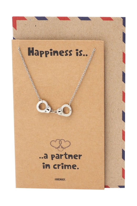 Handcuff Necklace for Women, Best Friend Gifts, Gift for Women with Greeting Card