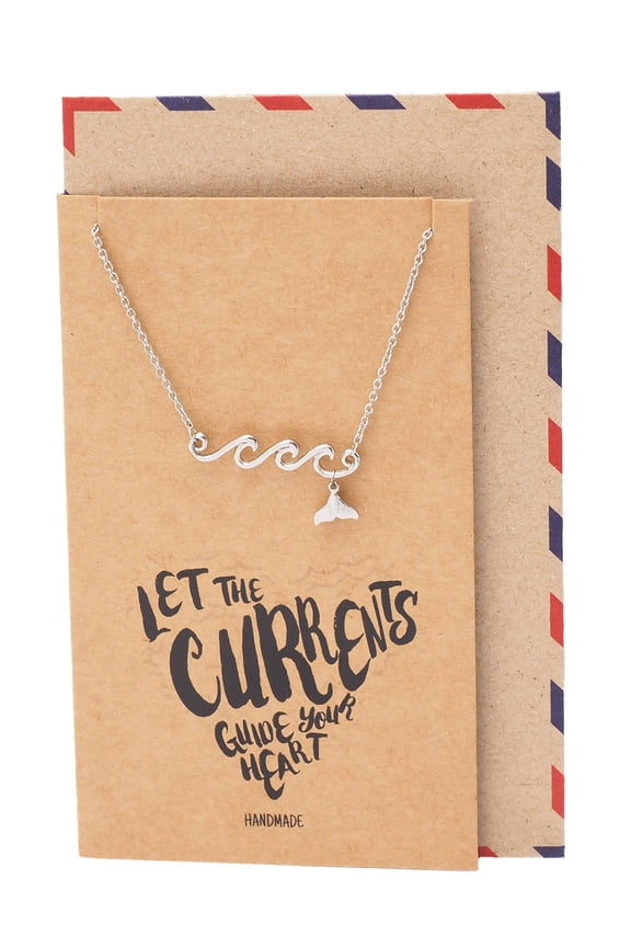 Mermaid Tail Necklace, Gifts for Mermaid Lovers, Ocean Sea Lover Pendant Charm, Mermaid with Ocean Wave Jewelry, Handmade Mermaid Collection