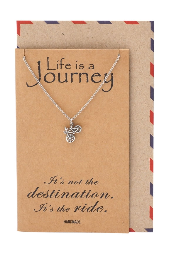 Mini Bicycle Pendant Necklace for Women, Gifts for Cyclists & Soul Cycle Best Friends, Fitness Jewelry, comes with Inspirational Quote