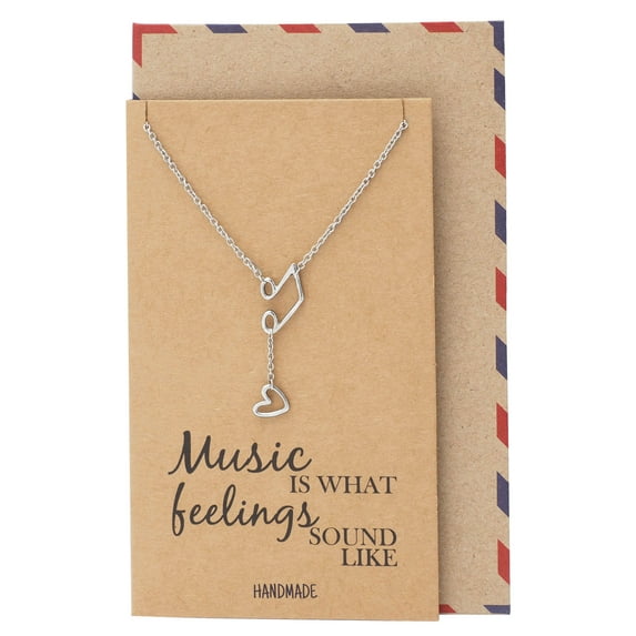 Quan Jewelry Music Note Treble Clef Necklace, Musical Jewelry Gifts for Women, Music Heart Pendant Charm, Gifts for Musicians
