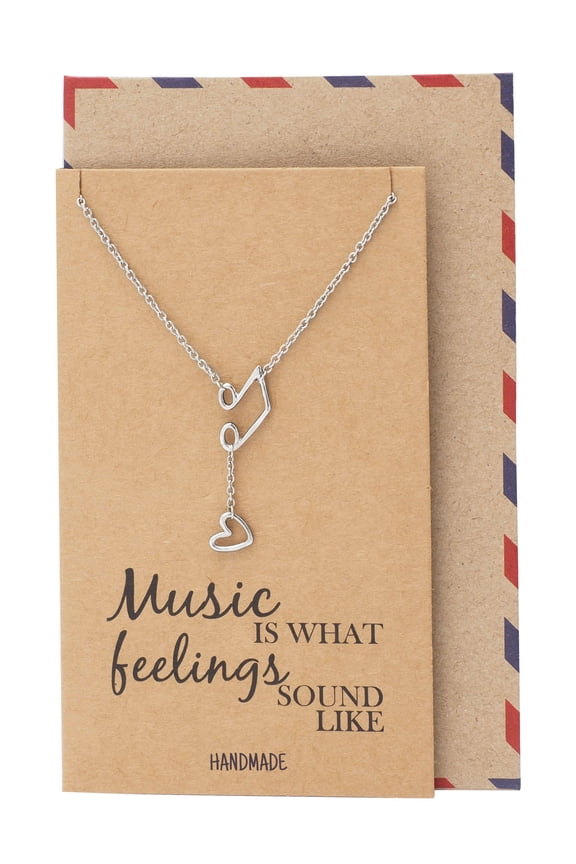Music Note Treble Clef Necklace, Musical Jewelry Gifts for Women, Music Heart Pendant Charm, Gifts for Musicians