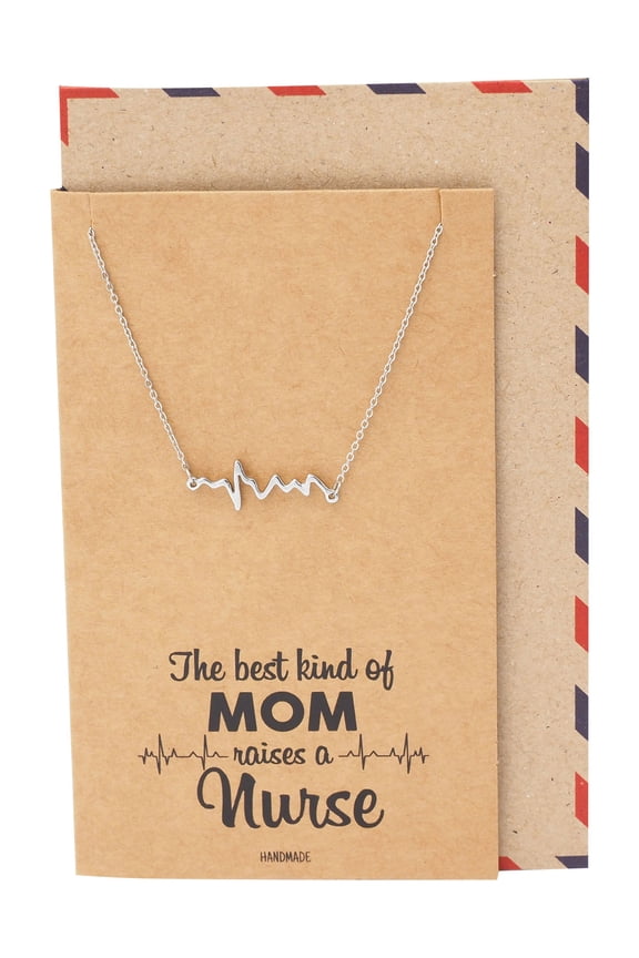 Nurse Appreciation Gifts, Electrocardiogram Heartbeat Necklace, Gifts for Women with Greeting Card