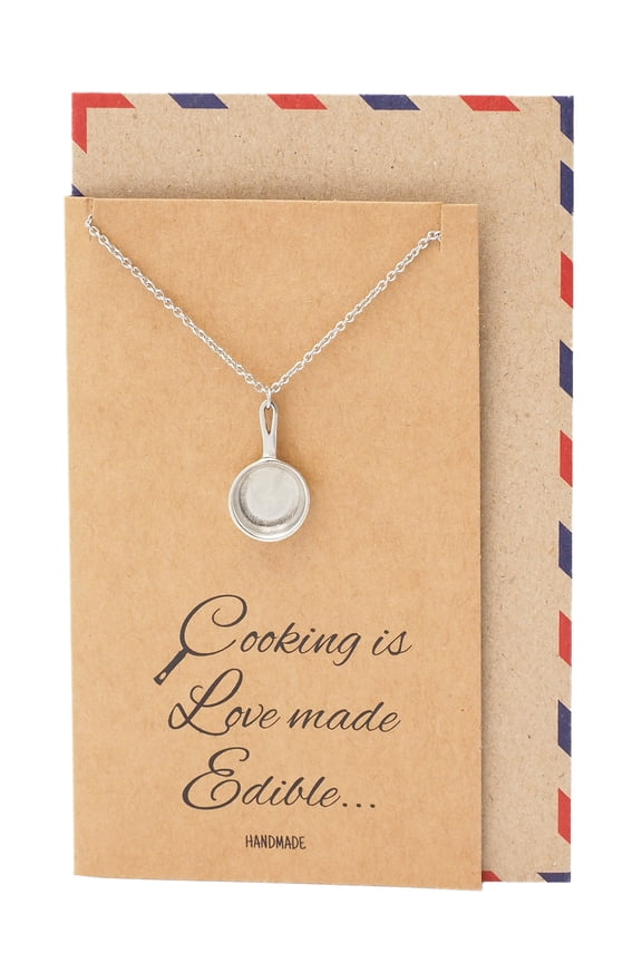 Pan Necklace, Gifts for Chefs, Gift for Bakers Mom and Cooking Lovers. Tiny Kitchen Stainless Steel Pastry Maker, Gifts for Mom on Mother's Day & Christmas