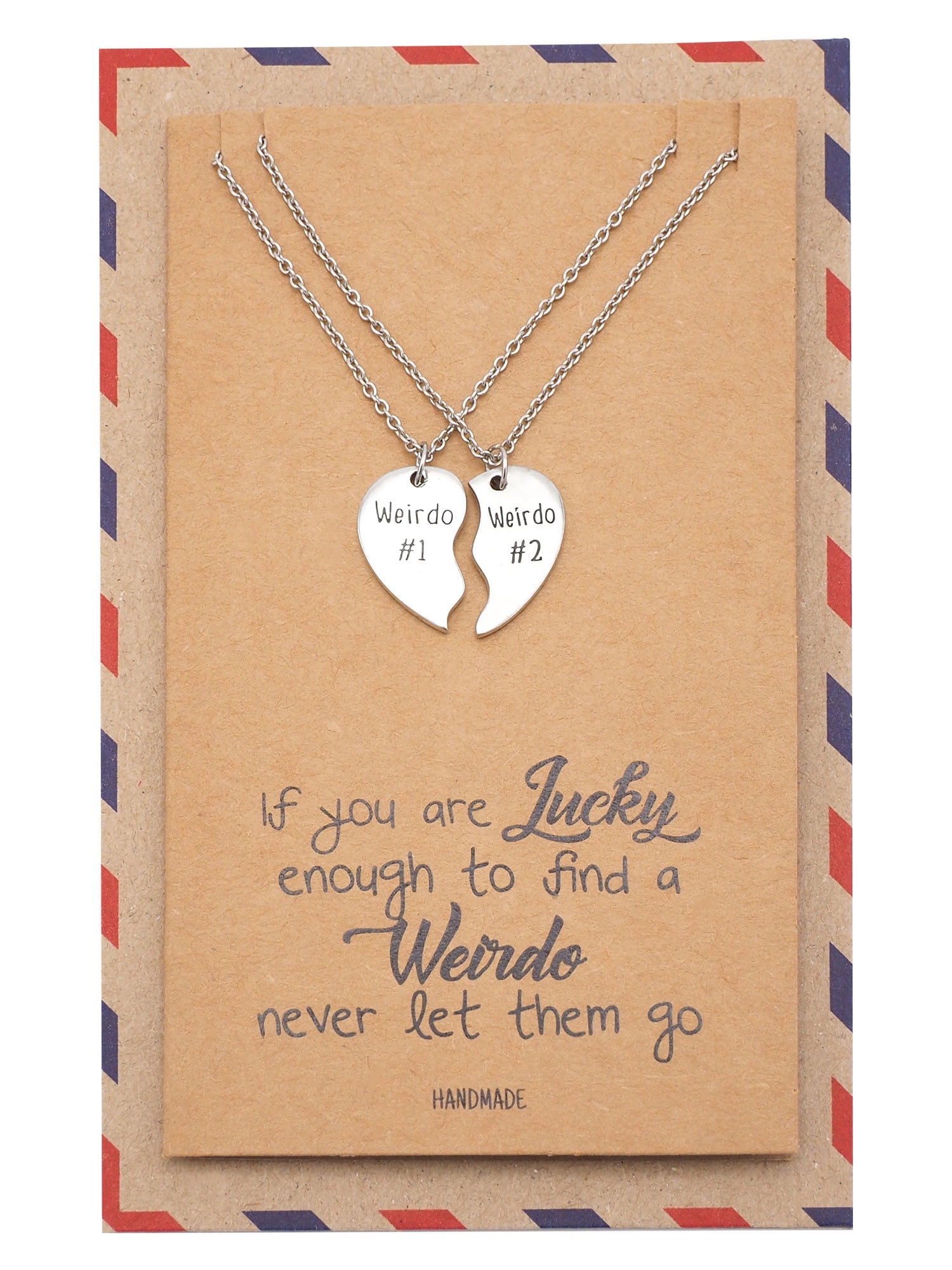 Quan Jewelry Sisters Necklace Half Hearts Pendant Set of 2