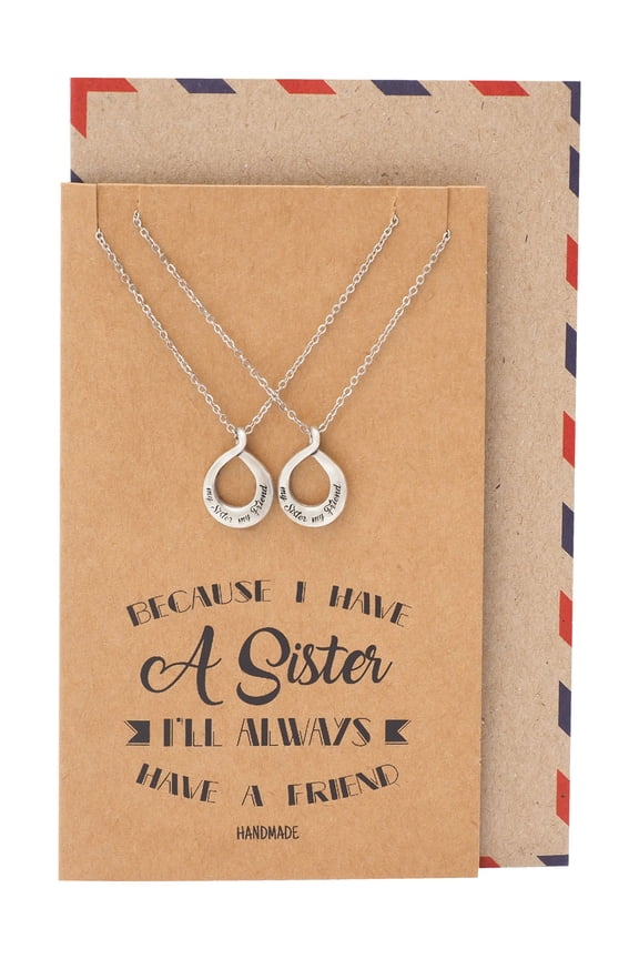 Soul Sisters Infinity Necklaces Set for Women, Silver Tone