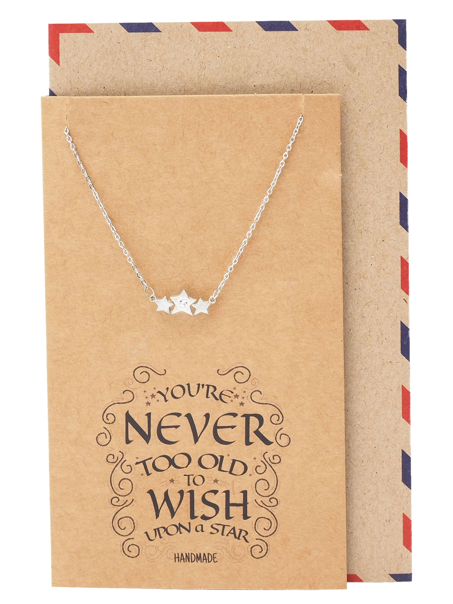 Quan Jewelry Teacher Appreciation Necklace – Star Charm, Adjustable 16-18” Chain, Quote Card