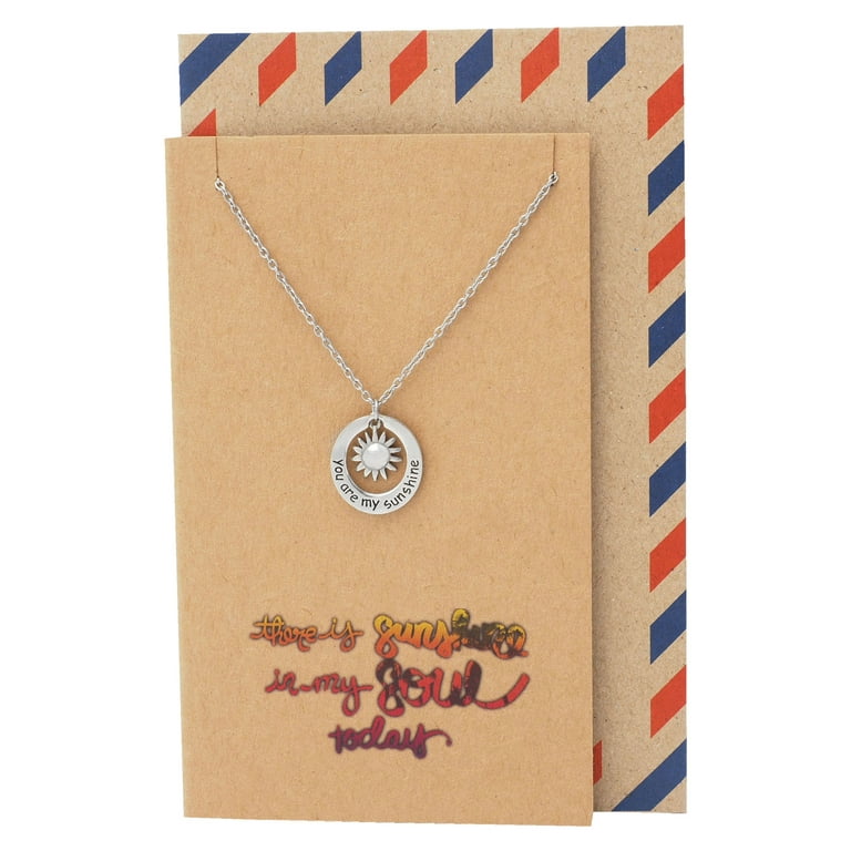 Quan Jewelry Sun Necklace, You Are My Sunshine Engraved Necklace