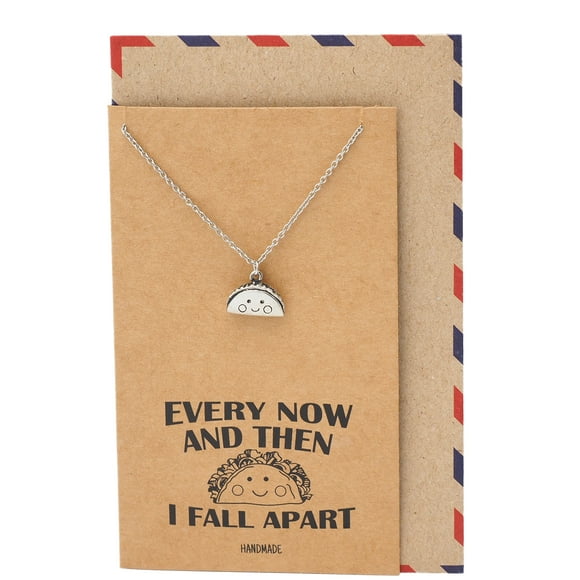 Quan Jewelry Taco Pendant Necklace Every Now And Then I Fall Apart Jewelry, Gifts for taco Lovers, Gifts for Women