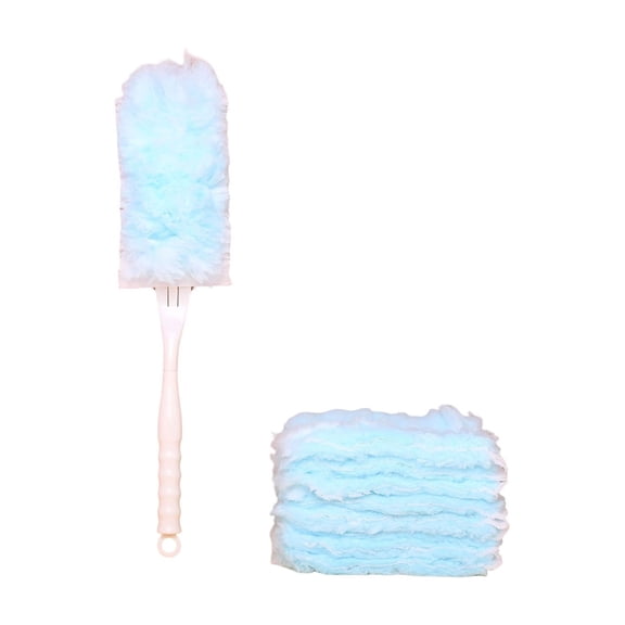 QuanTara 10-Pack Disposable Duster Refills, Electrostatic Dusting Heads with Handle, Double-Sided Microfiber Cleaning Dusters for Blinds, Ceiling Fans, Furniture & Car Interior