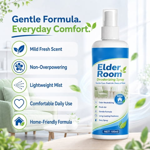 QuanTara 100ml Senior Living Odor Neutralizer Spray - Natural Gentle Air Freshener, Non-Irritating Fabric Safe Deodorizer for Rest Areas, Linens & Upholstery