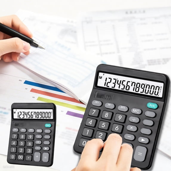 QuanTara 12-Digit Voice Calculator with Solar & Battery Power, Desktop Office Calculator for Accounting, 5.9" x 4.72"