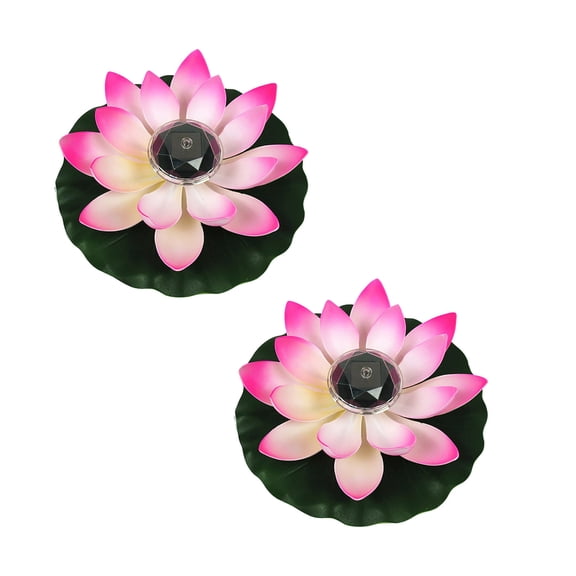 QuanTara 2-Pack Solar Floating Lotus Lights, Waterproof LED Pool Flower Lights, Floating Pond Decorations with Auto On/Off for Garden, Wedding & Patio Ambiance