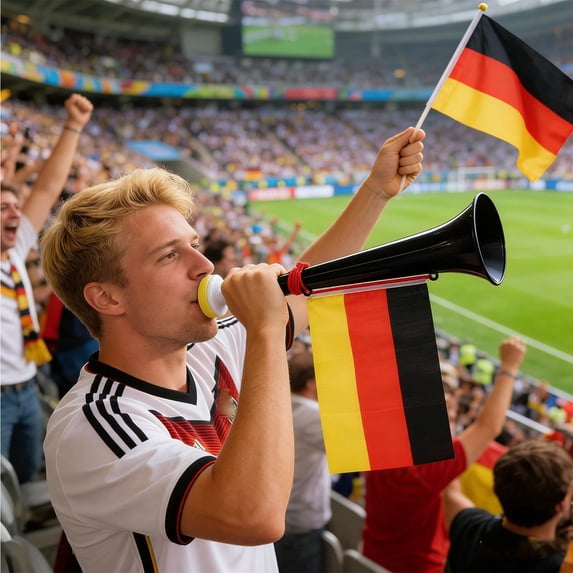 QuanTara 2026 World Cup Cheering Horn with Detachable Flags, 9.84in Plastic Soccer Megaphone for USA Canada Mexico Games, Loud Stadium Noise Maker & Sports Fan Props