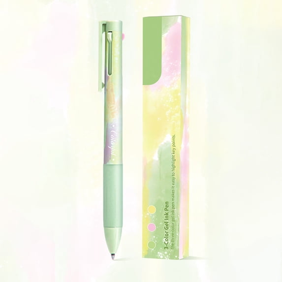 QuanTara 3 in 1 Tricolor Pen, Modular Click Action Gel Pen with Chinese-Style Design, 0.5mm Fine Point for Notes & Drawing (5.71in)