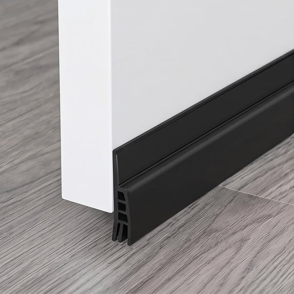 QuanTara 39" Under Door Draft Stopper - Heavy Duty PVC Door Sweep, Soundproof & Wind Blocking Weather Stripping, Energy Saving Door Gap Filler for Bedroom, AC Room & Windows (Black)