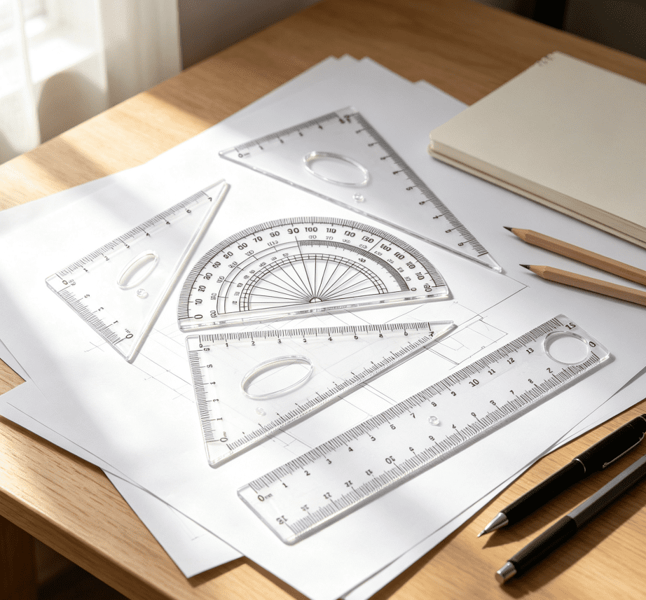QuanTara 4-Piece Ruler Set, Clear Plastic 15cm Ruler with Protractor ...