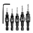 thumbnail image 1 of QuanTara 5-Piece Countersink Drill Bit Set, #5-#12 (5/64"-9/64") 82 Degree Chamfer, Adjustable Depth with Hex Key, 1/4" Hex Shank for Wood, Plastic, MDF & PVC, 1 of 2