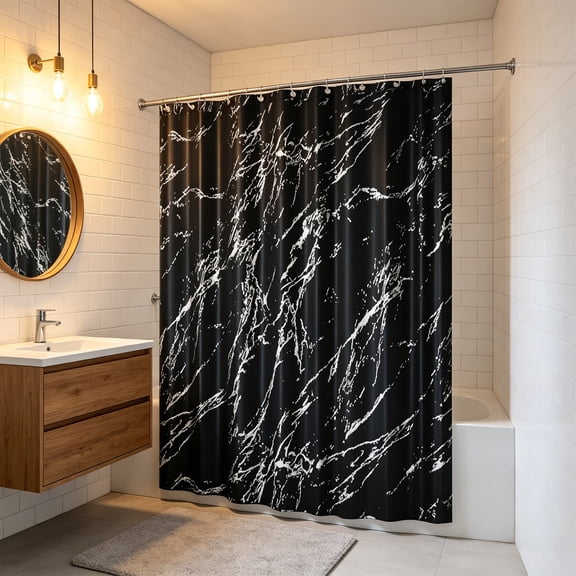 QuanTara 70.87" Silver Foil Shower Curtain - Stone Pattern Waterproof Polyester Partition, Thickened Bathroom Barrier for Residential Hygiene Chambers & Wet Zones