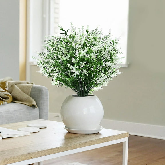 QuanTara 8 Bundles Artificial Hanging Plants, 13.78in Realistic Fake Flowers for Outdoor Garden, Porch, Wedding, Patio Decor, Sunproof Plastic Greenery