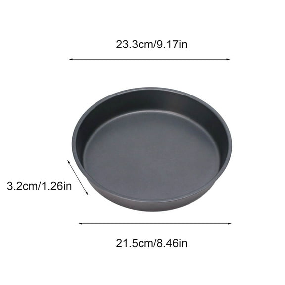 QuanTara 9in Round Carbon Steel Pizza Pan, Non-Stick Shallow Baking Tray with Curled Edge, Oven Safe Pizza Bakeware for Small Pies, Cakes & Grilling