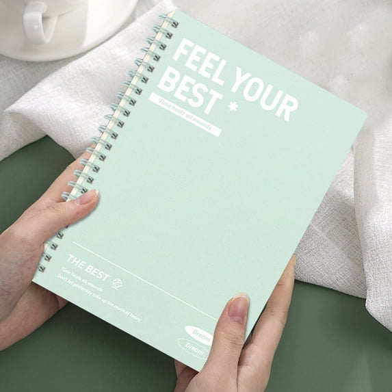 QuanTara B5 Horizontal Grid Notebook, 9mm Spacing Thick Plastic Cover Coil Notebook, 120 Page Journal (10" x 7")