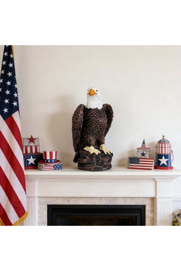 Bald Eagle Resin Figurine, 6.89x3.94x3.35 Inch Patriotic Ornament for 4th of July, Memorial Day Table Centerpiece & Home Decor