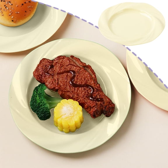QuanTara ButterStyle Breakfast Plates, Shatterproof 7.76in Plastic Plates with Ceramic Look, Stackable Serving Dishes for Restaurant-Style Dining, Home & Cafe