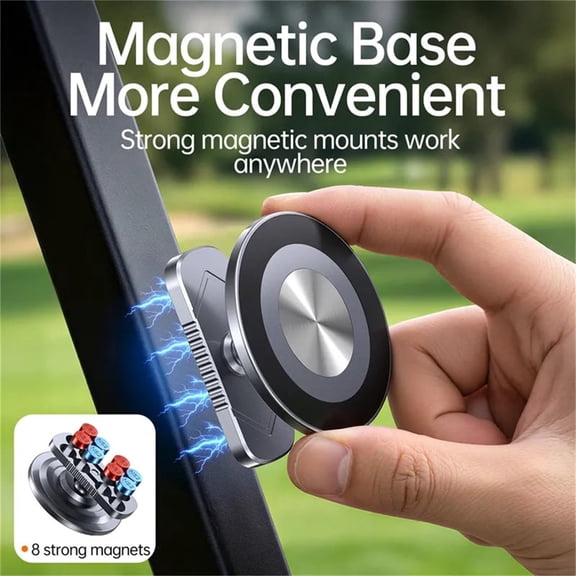 QuanTara Double-Sided Magnetic Smartphone Stand, 360° Rotation, for Fitness Gym & Golf Cart, Universal Phone Mount, No Tools Required