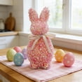 thumbnail image 1 of QuanTara Easter Bunny Decorations Outdoor, Pink Flocked Bunny Figurine for Garden Yard, Spring Easter Home & Party Decor, 5.9x2.75x2.75in, 1 of 6