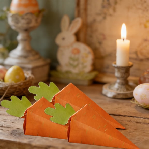 QuanTara Easter Carrot Candy Holder, 5.3x1.9in Orange Paper Decorative Box for Tabletop Centerpiece, Holiday Party Treat Storage, Spring Bunny Home Decor