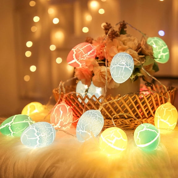 QuanTara Easter Cracked Egg LED String Lights, Indoor Outdoor Party Decoration String Lights, Flexible Copper Wire Lights for Holiday Decor