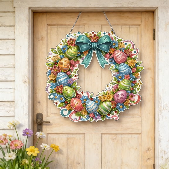 QuanTara Easter Diamond Painting Kit, Double-Sided Window Art with Rhinestones, Adult DIY Craft for Stress Relief, Holiday Hanging Decor for Door & Wall