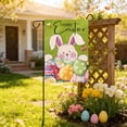 thumbnail image 1 of QuanTara Easter Garden Flag with Rabbit & Egg Print, 17.72x11.81in Outdoor Yard Decoration, Polyester Seasonal Flag for Spring Home & Party Decor, 1 of 6