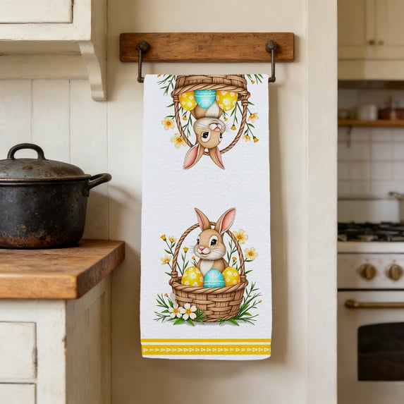 QuanTara Easter Kitchen Towels Set of 1, 23.6x15.7in Absorbent Dish Towels & Hand Towels for Cooking Baking, Holiday Themed Tea Towels, Multicolor