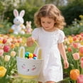 thumbnail image 1 of QuanTara Easter Woven Storage Basket with Handles, Yellow Bunny Decor Collapsible Bin for Toys, Blankets, Yarn, 9x9x7in Home Decor & Organization for Living Room Bedroom, 1 of 6
