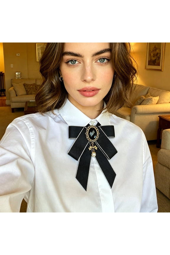 Elegant Bow Brooch for Shirt Collars – Solid Color Polyester Bowknot Pin for Blouses, Office Wear, Parties, Weddings & Daily Outfit Decoration
