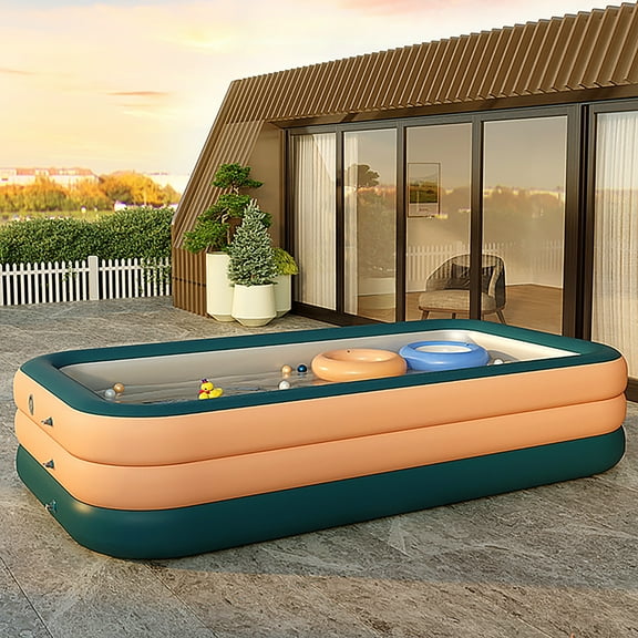 QuanTara Family Inflatable Swimming Pool – Large Backyard Lounge Pool for Adults – Durable PVC with Leak-Proof Valves