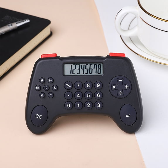 QuanTara Gamepad Shaped Calculator, 8-Digit LCD Novelty Desktop Calculator, Portable Arithmetic Calculator, Black (4.57" x 3.15")