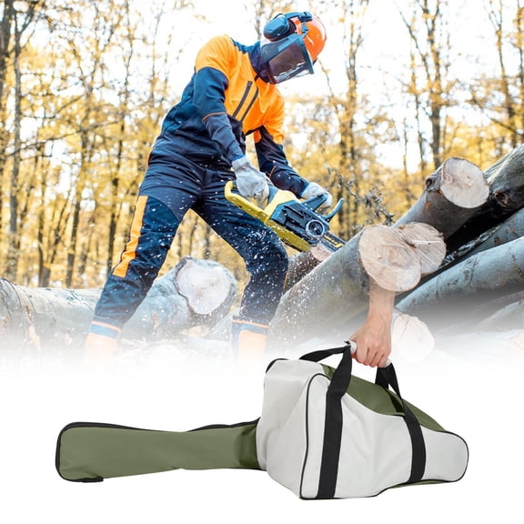 QuanTara Garden Tool Storage Bag, Portable Large-Capacity Chainsaw Shoulder Bag, 600D Polyester with Oil-Resistant Lining, Green