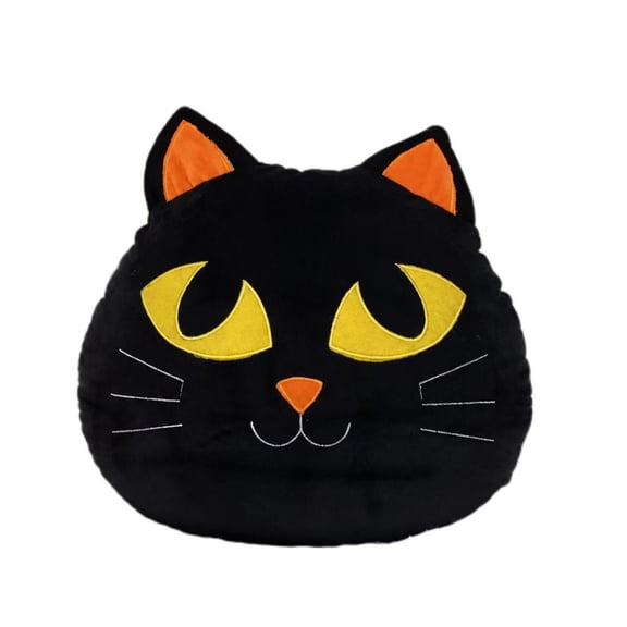 QuanTara Halloween Black Ghost-Shaped Pillow, 13.8" Plush Sofa Cushion, Cute Spooky Throw Pillow for Couch, Bedroom, Kids Room & Holiday Home Decor Gift